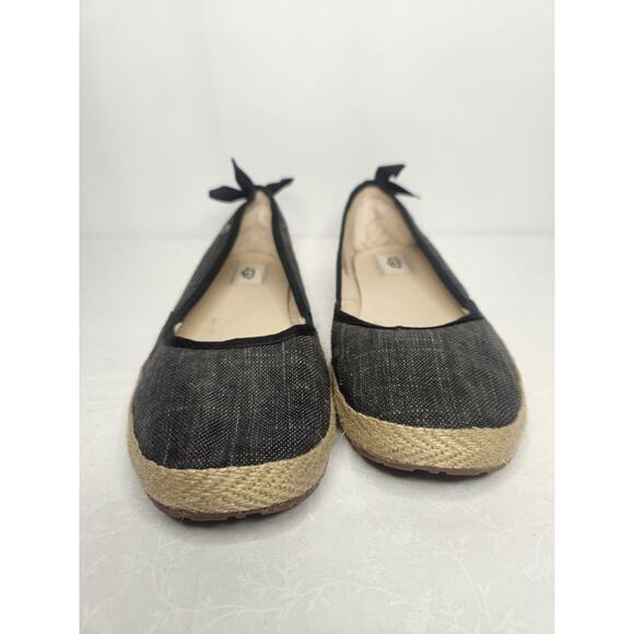 UGG Gray Canvas Tie Back Logo Slide On Flats Moccasin Loafers US 9 EU40 1003493 - Picture 2 of 8